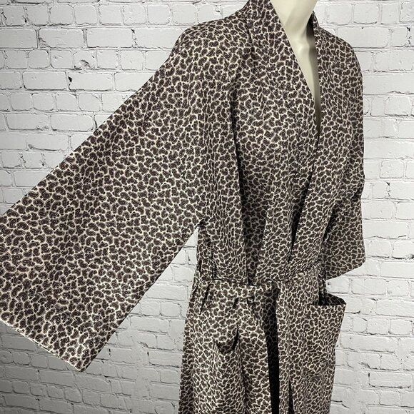VTG Bill Blass Cream Paisley Print Lightweight Pockets Tie Waist Robe Size O/S - Picture 6 of 10